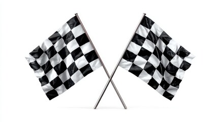Fototapeta premium two checkered racing flags crossed isolated on transparent background symbolizing the finish line victory and the thrill of motorsport competition