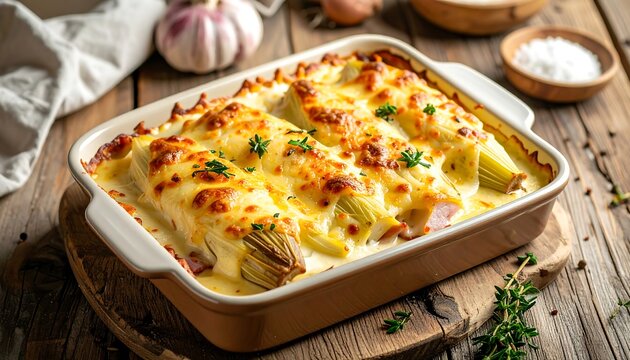 Chicon au gratin endive, ham, cheese