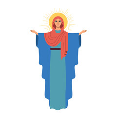 Holy Virgin Mary icon vector. Beautiful Virgin Mary icon isolated on a white background
