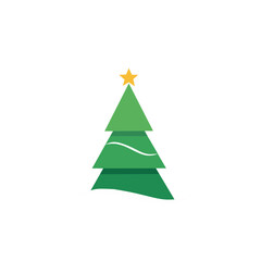 Minimalist Christmas Tree with Snow and Star – Flat Winter Holiday Icon