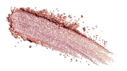 shimmering eyeshadow stroke metallic rose gold with a silkysmooth texture delicate shimmer particles reflecting light isolated on a transparent background 