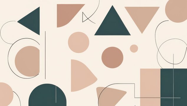 Modern abstract geometric seamless pattern with triangles, circles, and squares