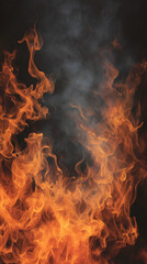 Vibrant flames dancing in the darkness, creating a dramatic and intense visual spectacle.