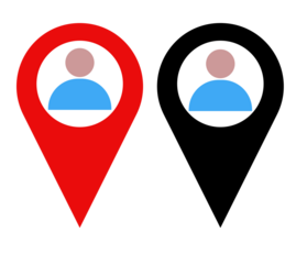 Map marker with a Silhouette of a person, Map pin icon vector, GPS location symbol, for graphic design, logo, 