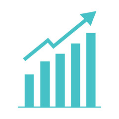Growth Bar Chart Vector Icon, Upward Arrow Analytics, Isolated on White Background