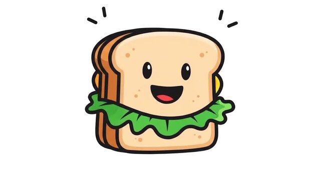 Happy sandwich with lettuce smiles under bread slice sunshine