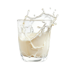 Dynamic splash of fresh milk in glass isolated shot beverage photography studio environment close-up perspective