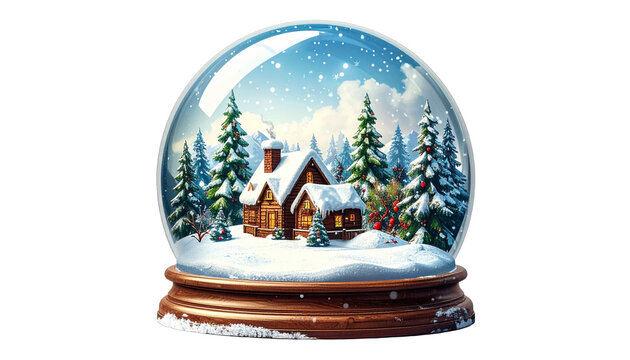 Schneekugel mit einem Weihnachtsmotiv, transparenter Hintergrund, png