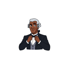 Historical black man wearing a wig and formal clothing