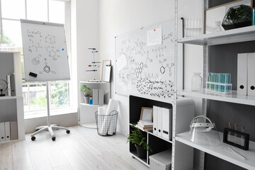 Boards with formulas in medical laboratory