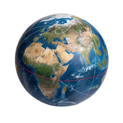 Detailed globe with orbit path showcasing Earth with visible continents and oceans, featuring transparent background that enhances its visual appeal