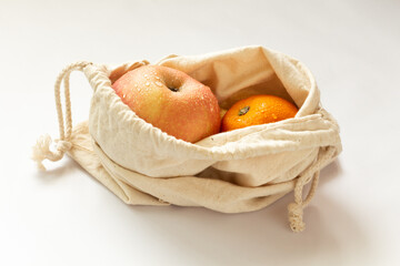apples in a cloth bag