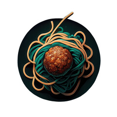Delicious spaghetti with meatball sits on transparent background, creating vibrant and appetizing visual