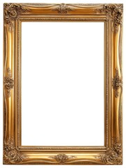 vintage gold frame isolated on white