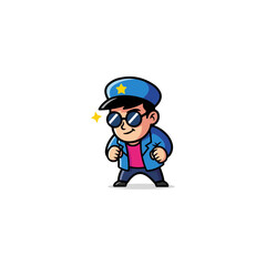 Cartoon policeman character with sunglasses