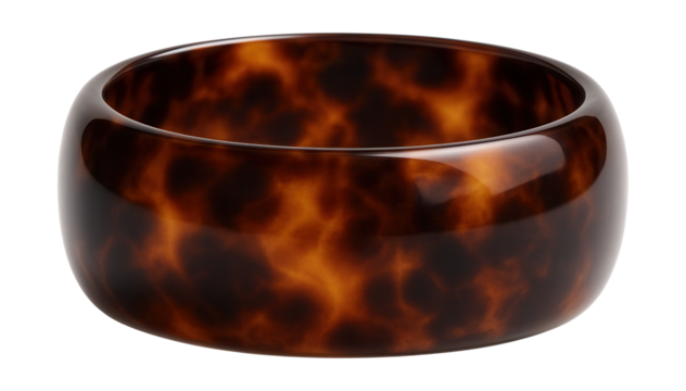 Smooth polished wide tortoiseshell bangle.