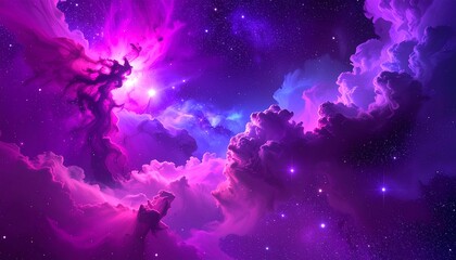Purple Cosmic Cloud and Glowing Nebula Background