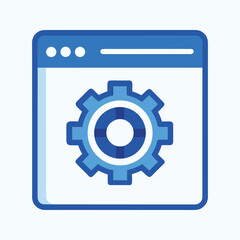 Blue and white flat security settings icon for web applications
