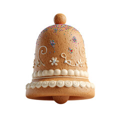 3D Rendered Gingerbread Bell with Sprinkles Isolated on Black.