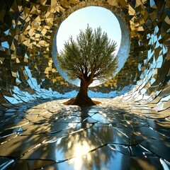 Exhibition of Olive Trees with Spherical Mirrors