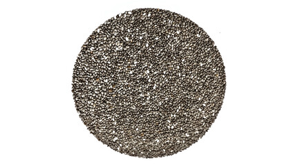 top view of chia seeds which are small, edible seeds from the plant Salvia hispanica in circle form...