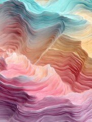 abstract layers of pastel colors creating a wave like pattern with a smooth and textured appearance