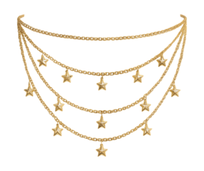 Layered belly chain adorned with small star-shaped charms.