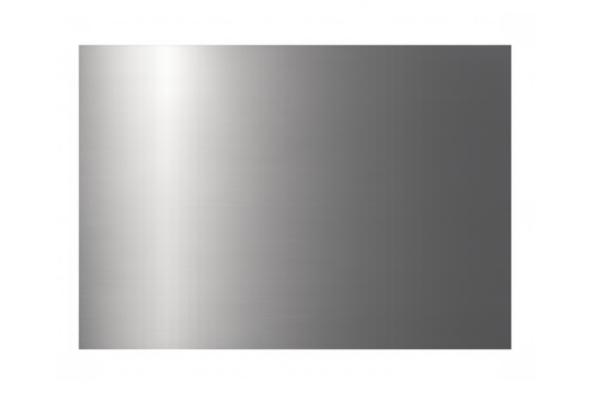 Brushed metal rectangular gradient background with silver texture and shining effect on transparent backdrop