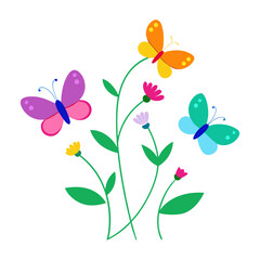 Elegant Butterflies Fluttering Among Wild Blooms
