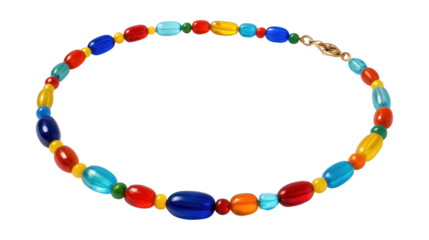 Colorful glass bead belly chain with a beaded design.
