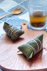 traditional chinese food zongzi and tea