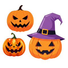 Set of Three Halloween Jack-o'-Lanterns