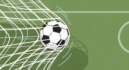 Soccer Ball Hitting the Back of the Net Goal Illustration