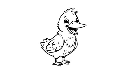 Happy Cartoon Duckling Standing and Smiling Joyfully © MASUMA