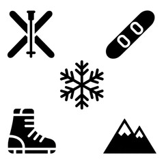 Winter sports icons set for ski and snowboard fun