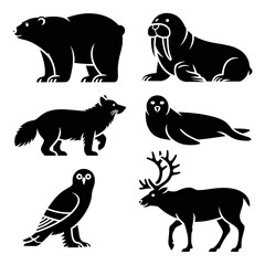Arctic animals outline collection wildlife mammals