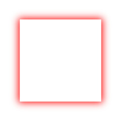 Red glowing square frame isolated on transparent background