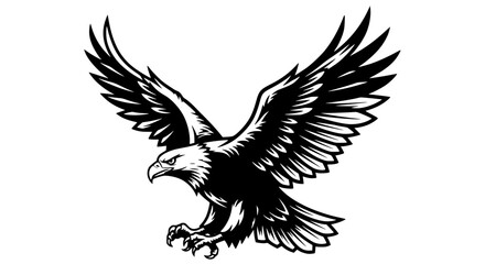 Obraz premium Majestic Eagle Spreading Its Wings in Flight Ready to Dive