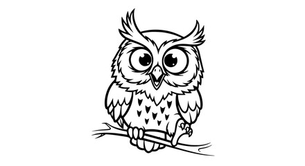 Fototapeta premium Adorable Cartoon Owl Perched on a Branch