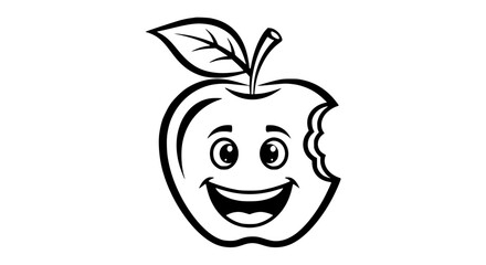 Cartoon Apple Character Enjoying a Delicious Bite