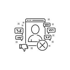 Online harassment and cyberbullying concept with negative feedback and dislike.