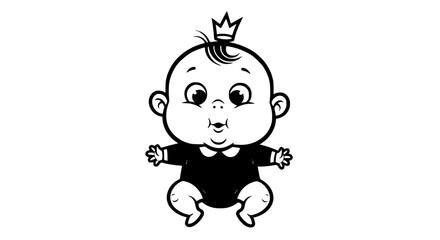 Fototapeta premium Chubby Baby with Crown Sitting Adorable
