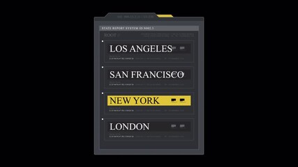 Dynamic Futuristic UI Displaying Global City State Report Data and Information Flow - Powered by Adobe