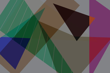 Abstract Geometric Shapes Overlayed With Transparent Layers Showing Diverse Colors and Patterns