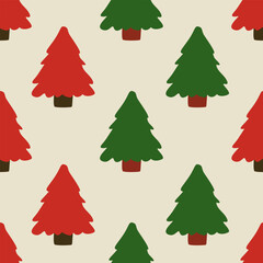 A simple seamless design of festive holiday trees