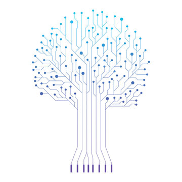 Creative vector blue circuit technology tree