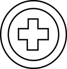 Simple outline of a medical cross inside a circle symbol for healthcare and medicine