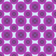 Geometric Floral Circle Pattern in Purple and Blue – Modern Seamless Background Design