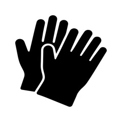 Obraz premium Black silhouette of a pair of protective work gloves for hand safety and protection during manual labor