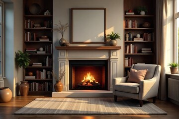 Cozy Living Room Fireplace Relaxing Family Time in a Warm and Inviting Home Interior
